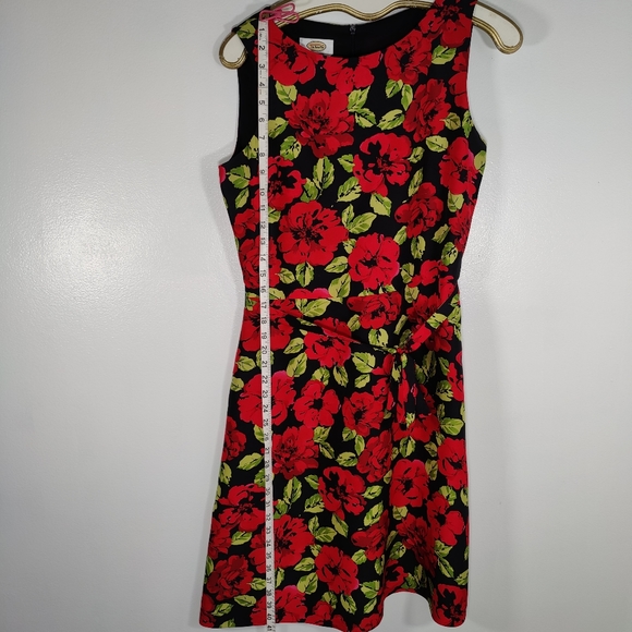 Talbots 100% Silk Red Rose A-Line Midi Dress Size 10 - Picture 9 of 11